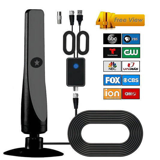 1900+ Miles Range TV Antenna, 2025 Strongest Digital TV Antenna Indoor with Amplifier and Signal Booster, Portable HD Antenna for TV Indoor for Smart TV and Old TVs 32 sqft Coax Cable-Support 8K 4K 1080p